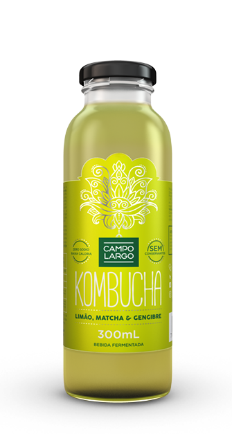 Kombucha limão, matcha e gengibre